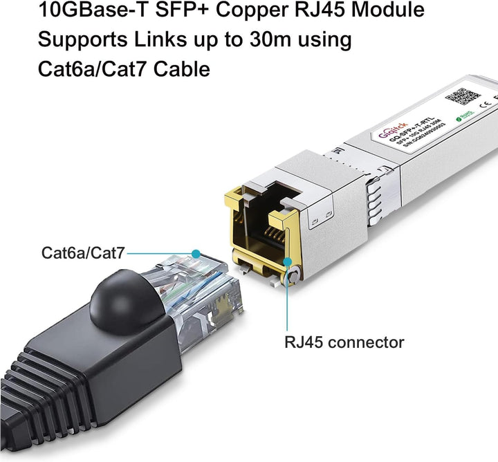 Newest 10GBASE-T SFP+ RJ45 Transceiver, 10G Copper SFP+ to RJ45 Module up to 30m with Realtek Chip f
