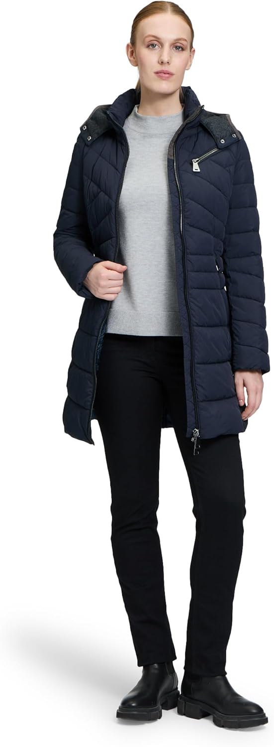 Gil Bret Damen Steppmantel mit Abnehmbarer Kapuze 36 Blau, 36 Blau