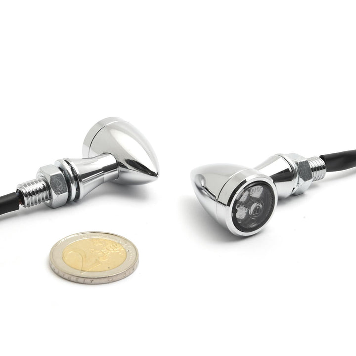 Dock66 Motorcycle Parts Micro Bullet LED Blinker mit Rück-/ Bremslicht Chrom, ECE