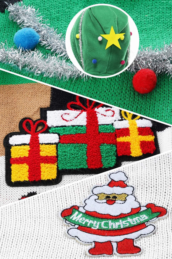 Damen Weihnachtspullover Lustig Unisex Hässliche Pulli Strickpullover Ugly Weihnachtspulli mit weihn