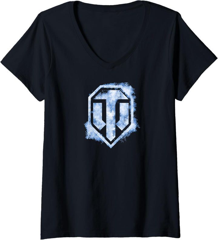 World of Tanks Eislogo T-Shirt mit V-Ausschnitt