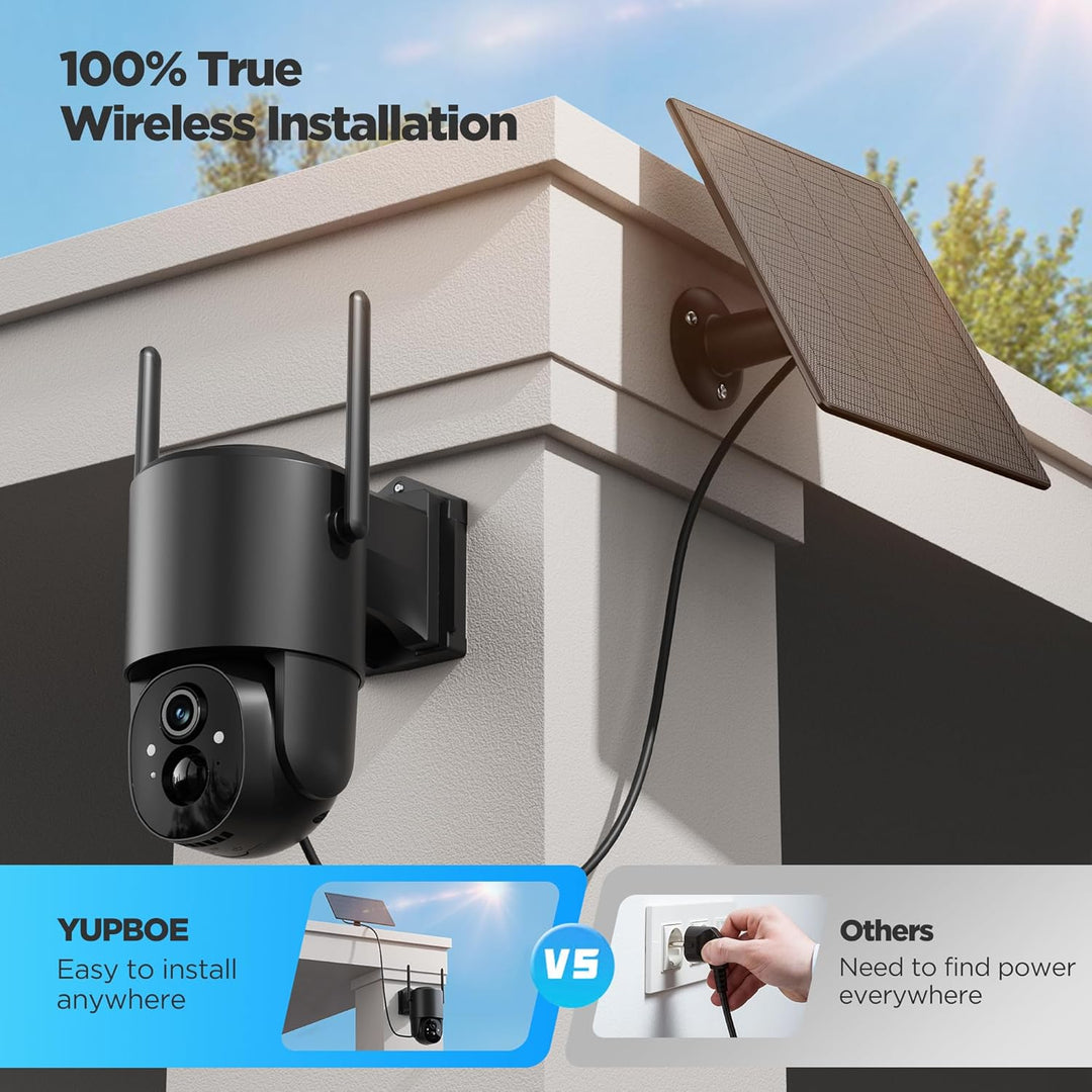 2Stück Überwachungskamera Aussen Akku Solar: 2K Kamera Überwachung Aussen 360° Schwenk WLAN IP Kamer