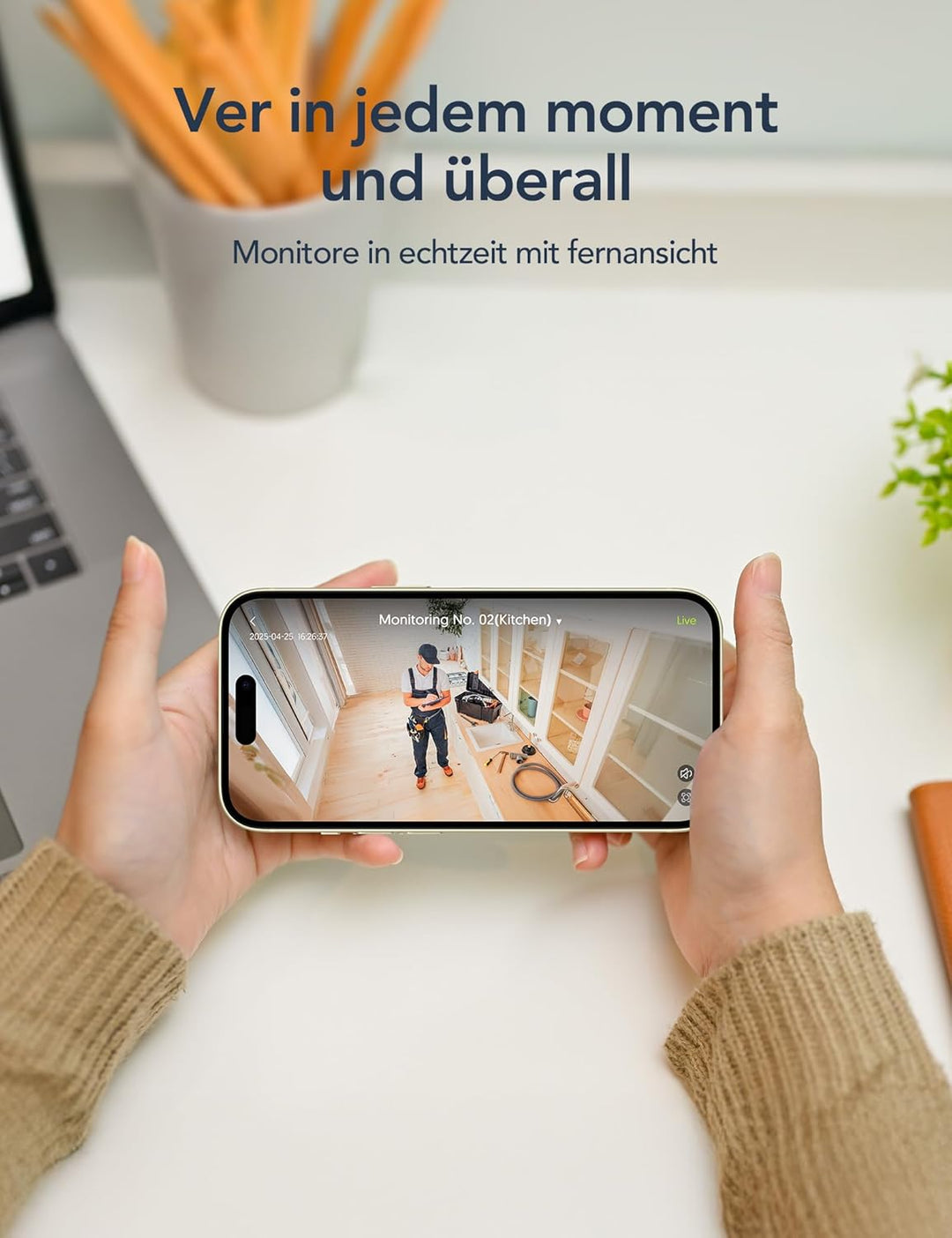 GNCC GC3 überwachungskamera Innen mit Nachtsicht, 1080P HD WLAN Indoor Kamera, Zwei-Wege-Audio, PIR