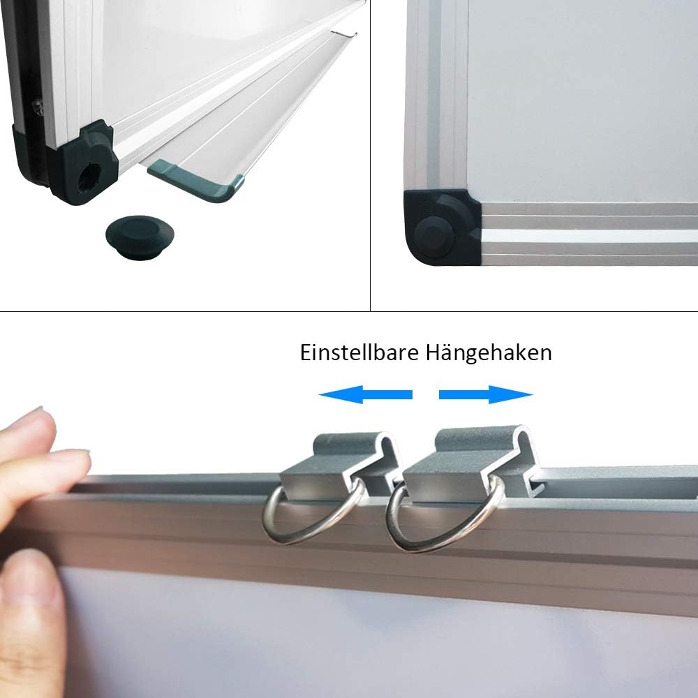 XIWODE Whiteboard 60cm x 45cm mit Stiftablage, Pinnwand Tafel, Magnettafel, Magnetpinnwand, beschrei