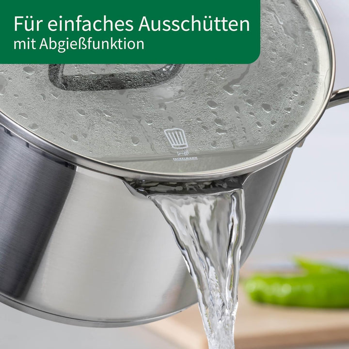Chefkoch trifft Fackelmann Kochtopf-Set mit Glasdeckel Ø16 & 24cm – Aus Premium Edelstahl mit Alumin