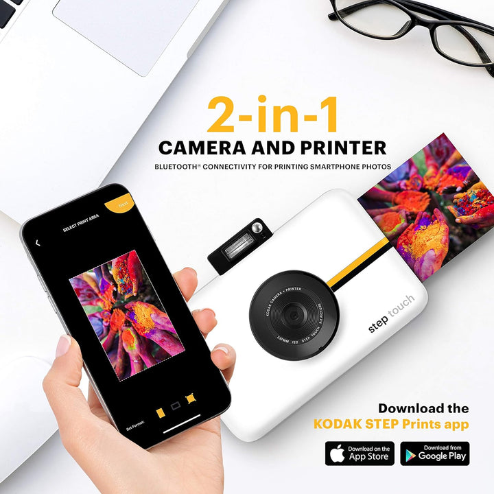 KODAK Step Touch 13MP Digitalkamera & Instant-Drucker mit 3,5"-LCD-Touchscreen-Display (Weiss) Reise