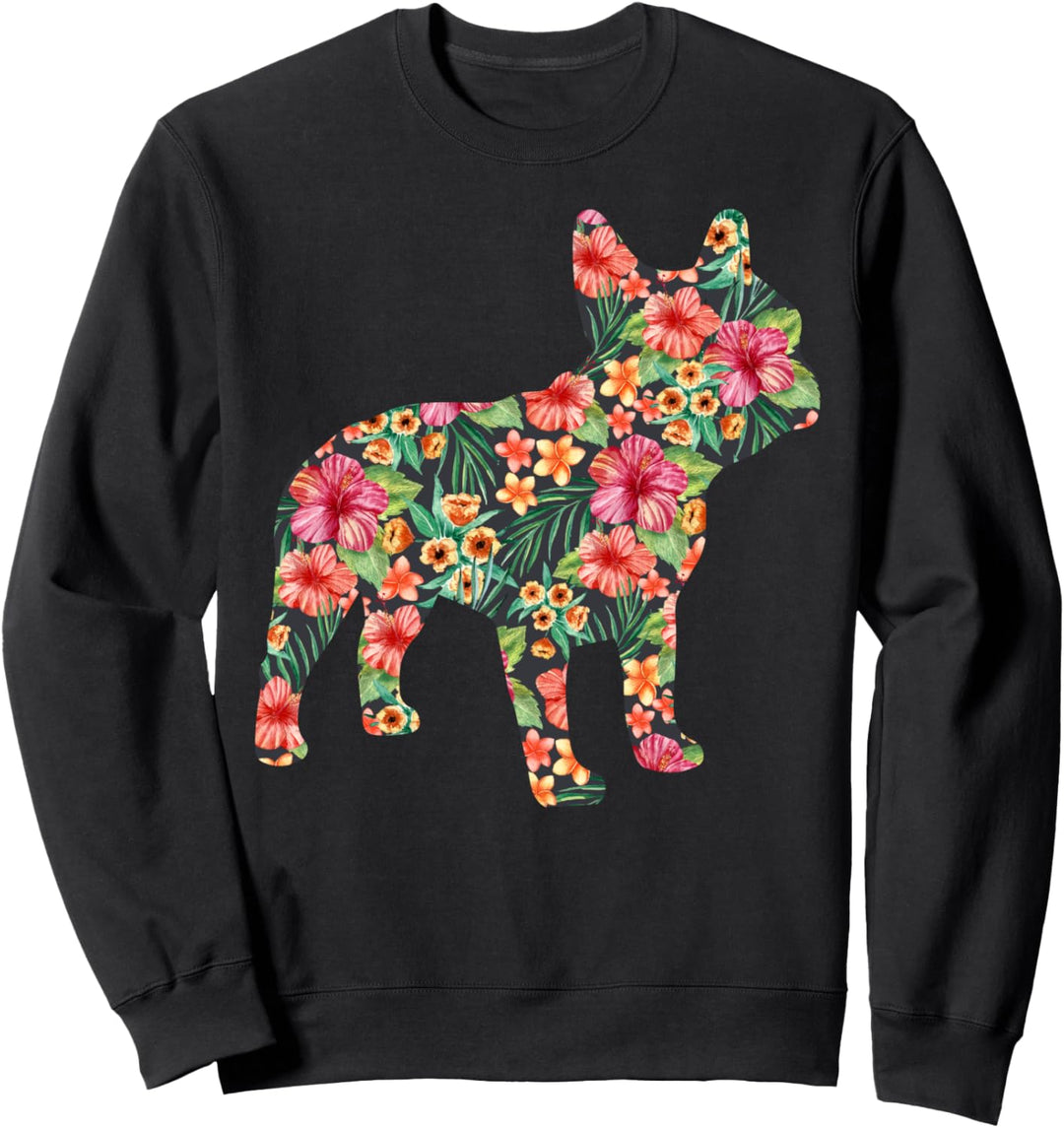 French Bulldog Flower Funny Dog Silhouette Floral Gift Women Sweatshirt