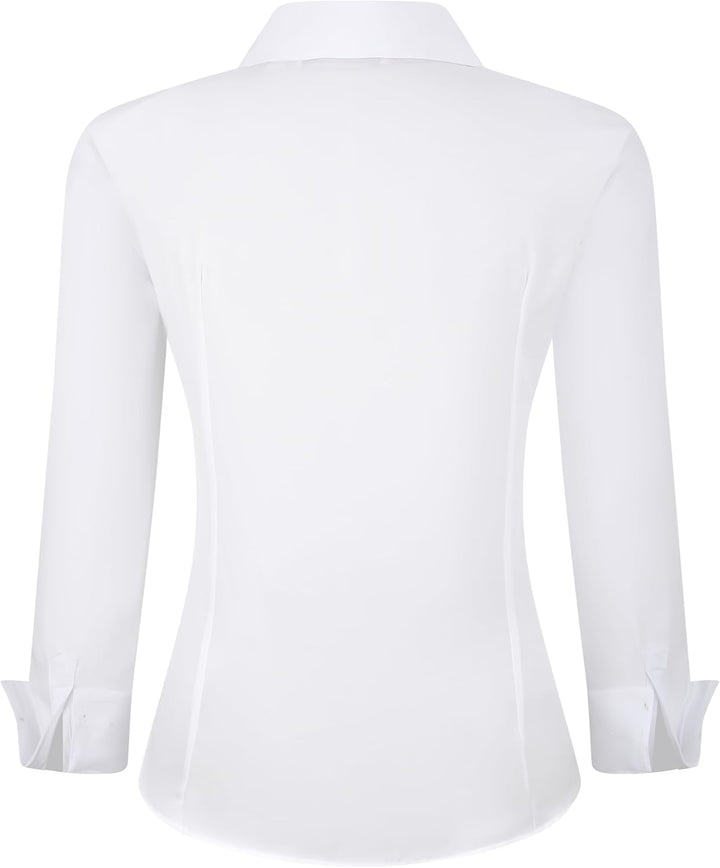 Alex Vando Bluse Damen Langarm Hemd Damen Stretch – Business Button Down Shirts, Bügelfrei Arbeitshe