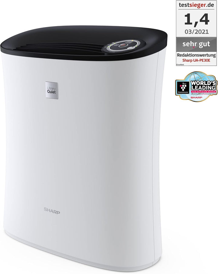 SHARP UA-PE30E-WB Luftreiniger für Räume bis zu 21 qm, 2-Stufen Filtersystem (Vorfilter, HEPA-Filter
