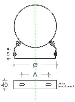 Befestigungshalsband aus schwerem Edelstahl, verstellbar, für Rohrleitungen (Ø 120 mm), Ø 120 mm