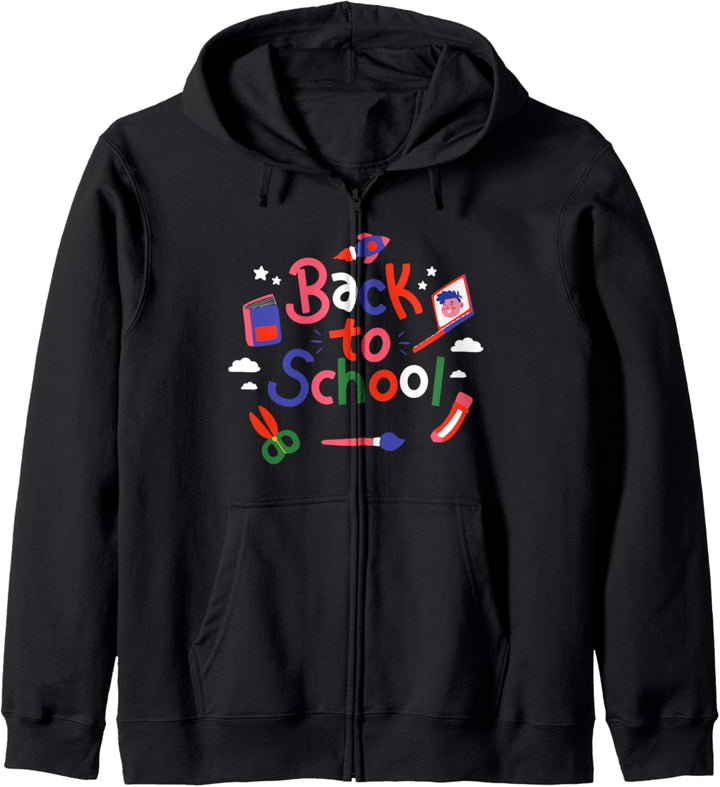 Back To School | Bunte und niedliche Schulsachen Motiv Kapuzenjacke
