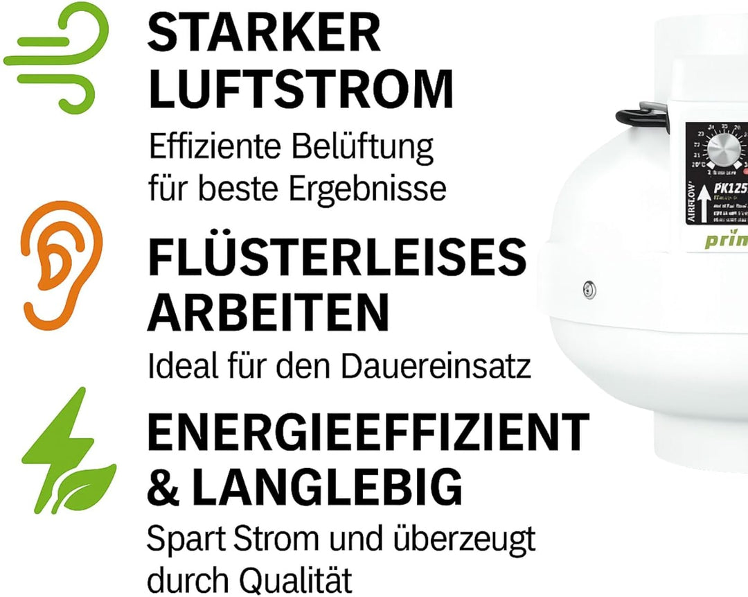 Prima Klima Fan 160 mm 820 m3/h - Abluftventilator Rohrventilator Grow Lüfter Abluft Growzelt Lüfter