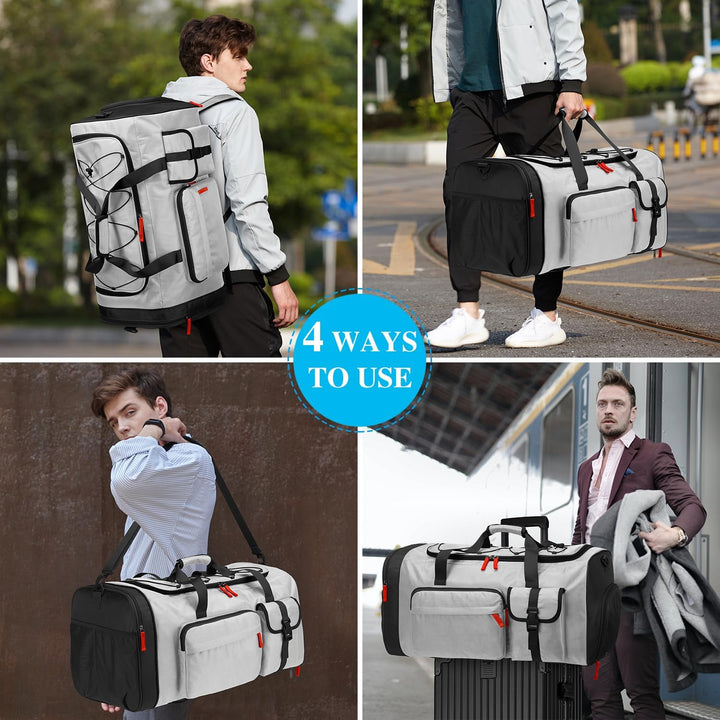 70L Sporttasche Gross Sportrucksack Herren mit Schuhfach Wochenend Sport Reisetasche mit Rucksackfun