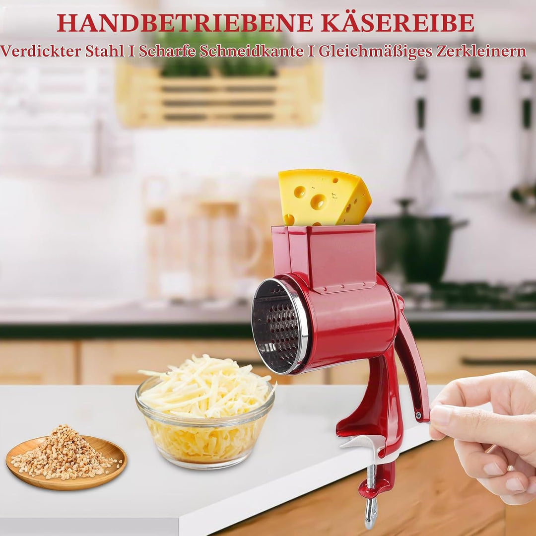 Manuelle Nussmühle mit 2 abnehmbaren Trommelblättern, Edelstahl Schnelles Schneiden Gemüsehobel, Man