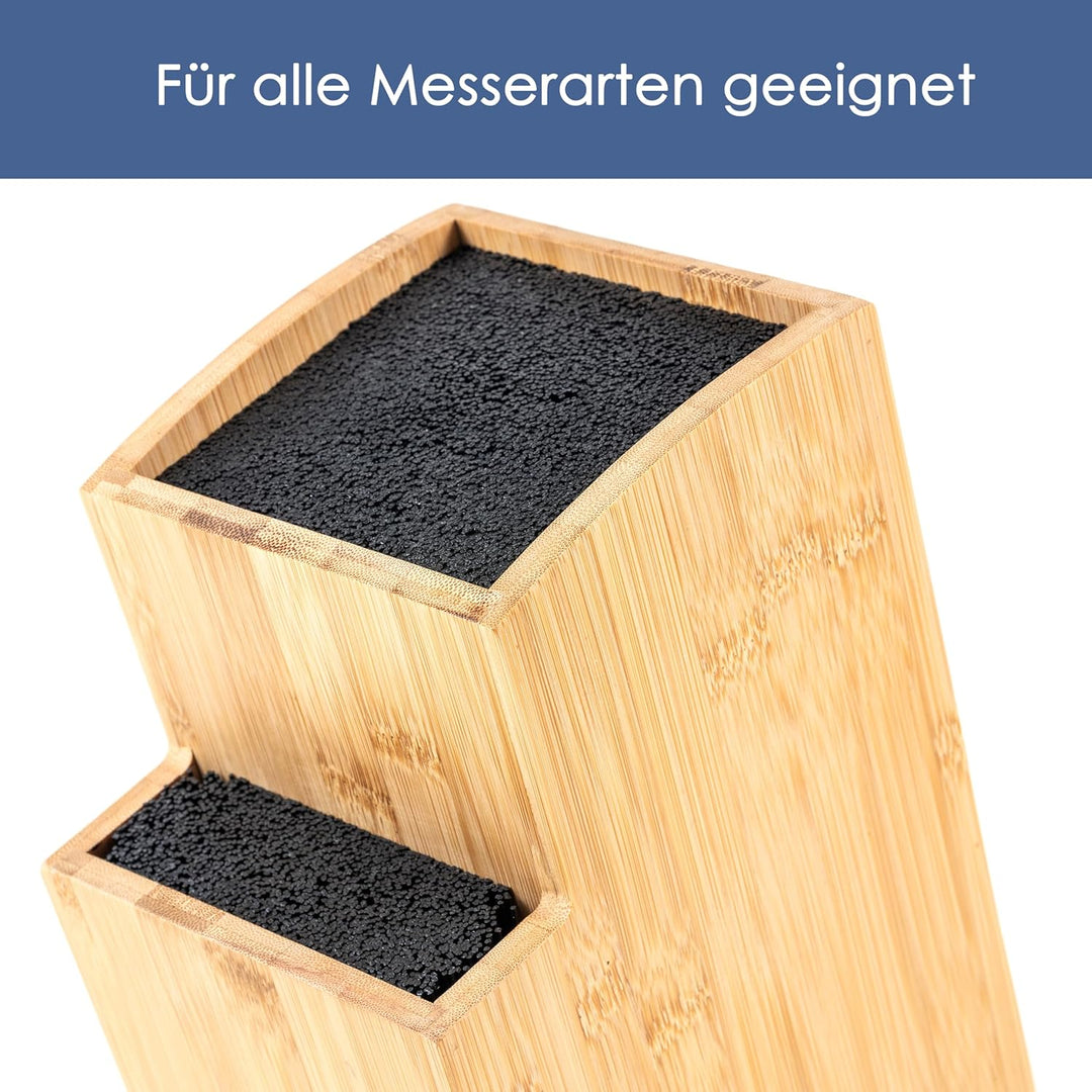 Hanseküche Messerblock - Messerhalter ohne Messer aus Holz Messerbrett beidseitig (Quadratisch Schrä