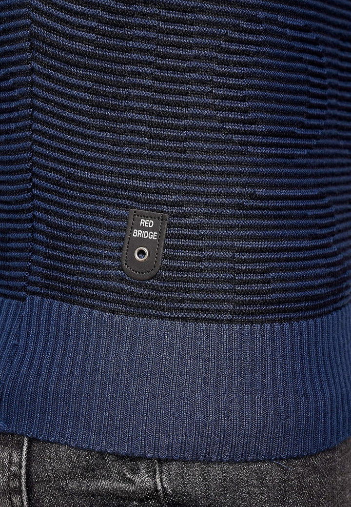 Redbridge Herren Pullover Strickpullover 3D Structure Kontrast M Blau, M Blau