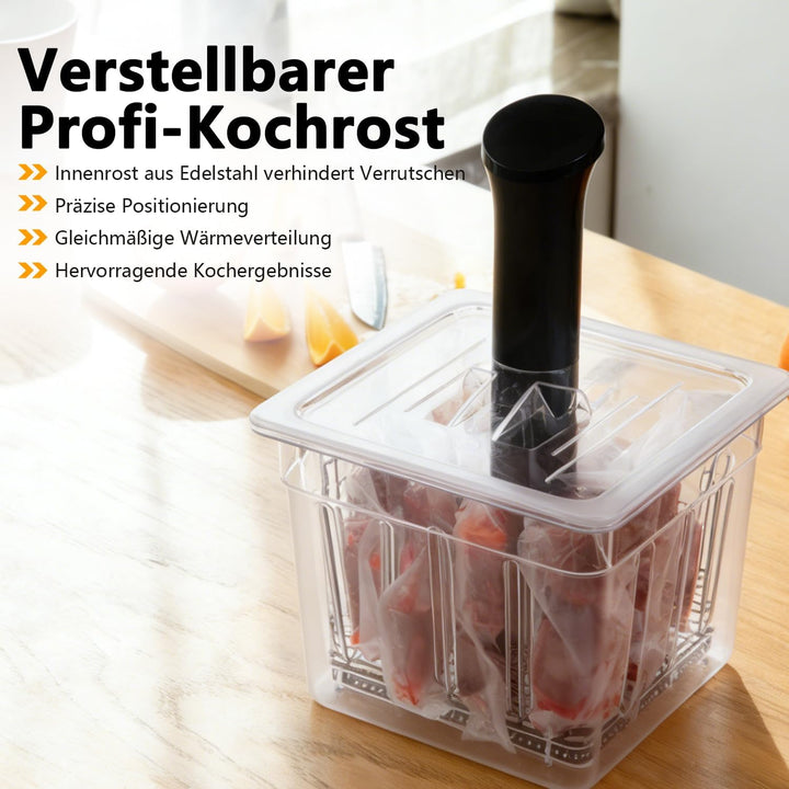 Sous Vide Behälter 12L, Sous Vide Container mit Deckel und Rack ür Sous Vide Stick Garer, Multifunkt