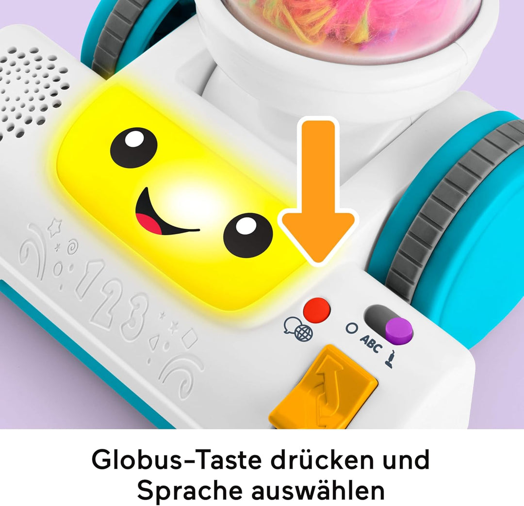 Fisher-Price Lernspass-Spielzeug für Kleinkinder, 2-in-1-Staubsauger mit Staubwedel, Lichter und Mus