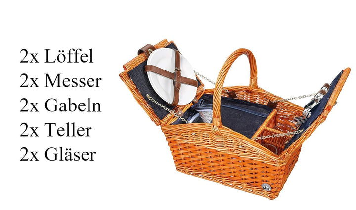 Cilio 156812 Salerno Picknickkorb, Weide, Rotbraun 38x26x37 cm