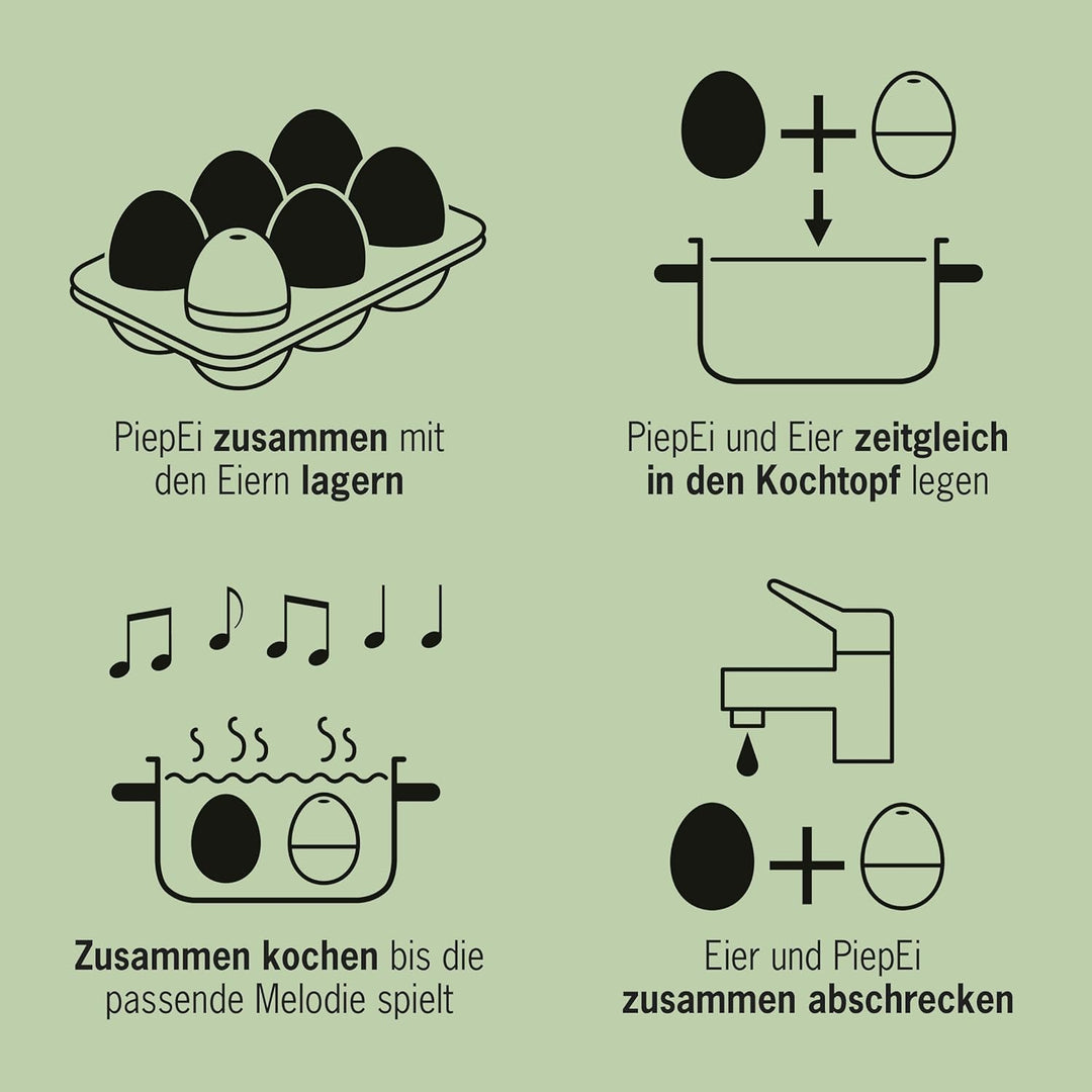 PiepEi Classic Braun - Singende Eieruhr zum Mitkochen - Eierkocher für 3 Härtegrade - Piep Ei mit 3