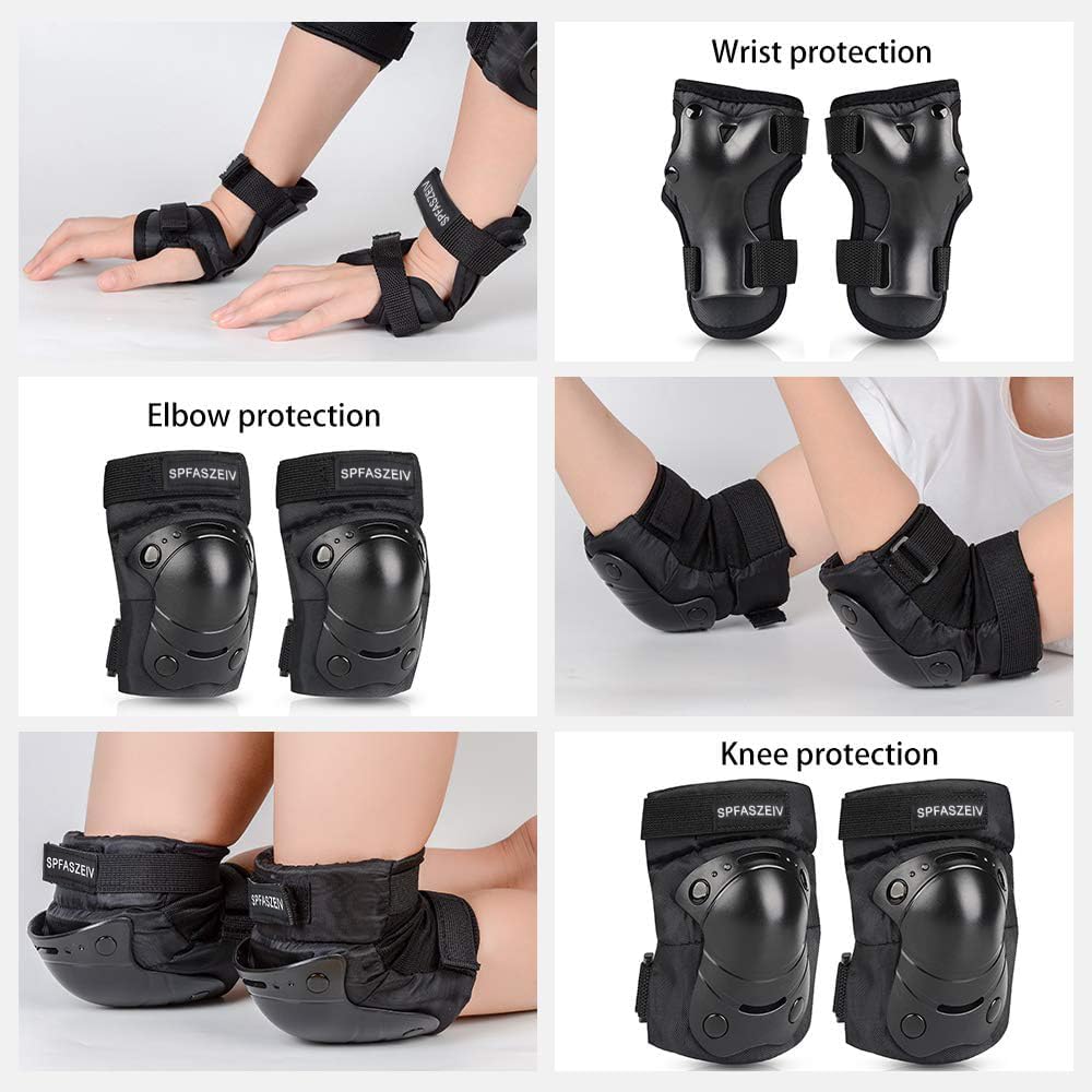 Kinder&Erwachsene Knieschoner Set,Schützerset 6 in 1 mit Knie-Ellbogen-Handgelenkschoner, Schutzausr