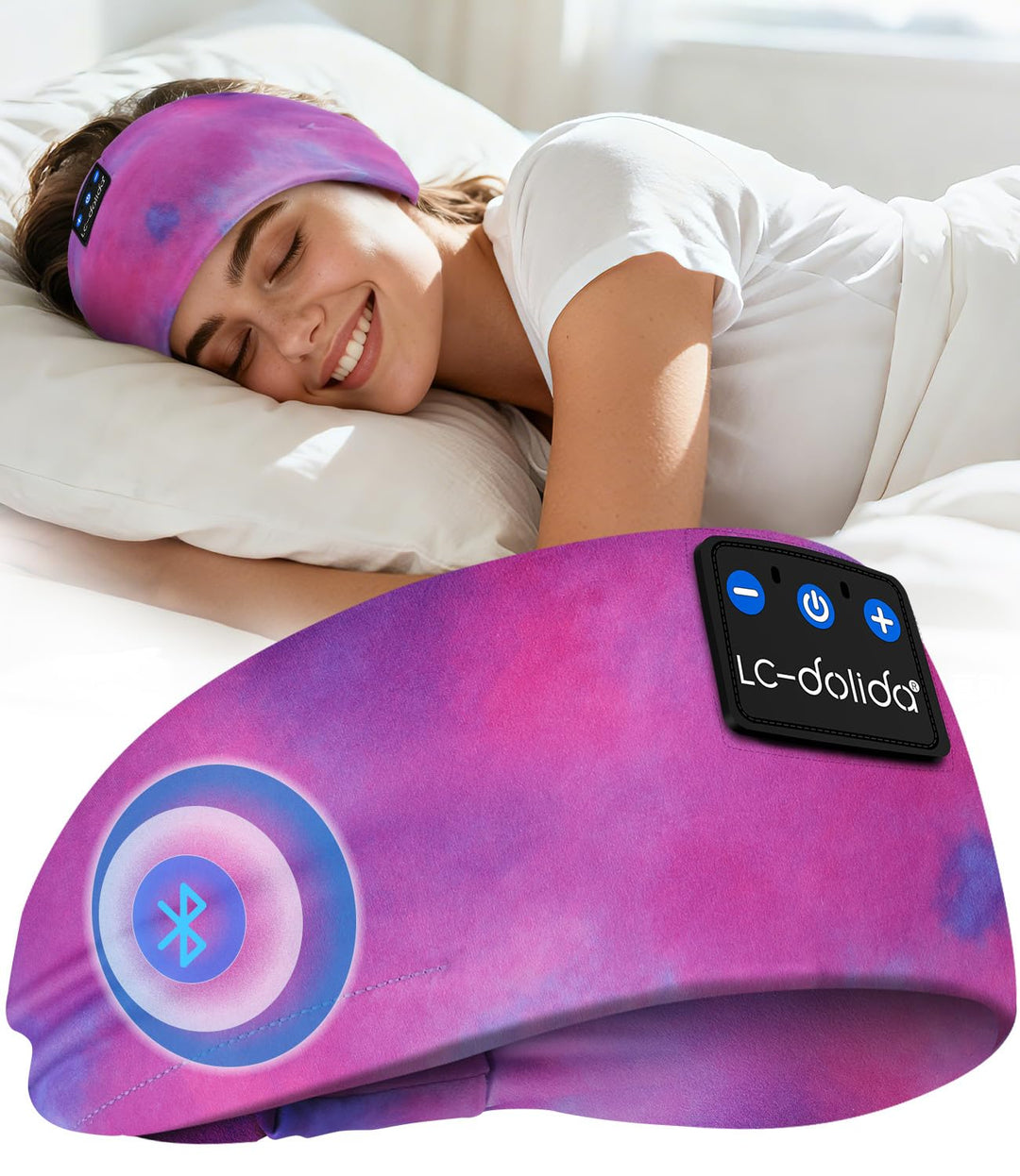 LC-dolida Schlafkopfhörer Bluetooth Sport-Kopfhörer Stirnband, Kabellos Schlafen Kopfhörer 15+ Stund