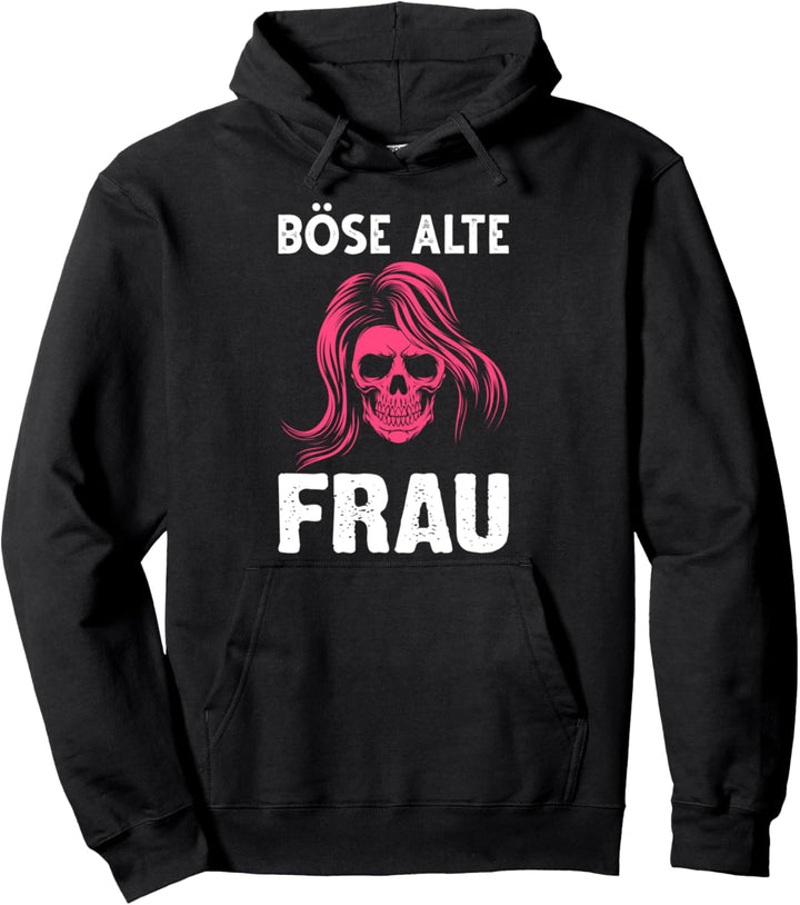 Alte Frau Totenkopf Schädel Pullover Hoodie