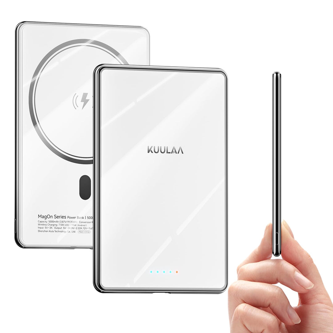 Kuulaa Ultra Slim PowerBank, 5000 mAh, MagSafe PowerBank mit Type C 20W Ausgangsleistung, Schnelllad