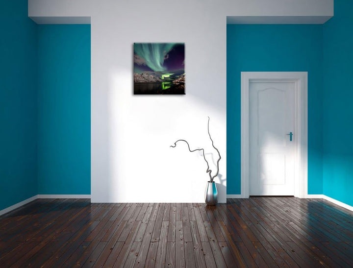 Pixxprint Polarlichter in der Eiswüste, Format: 70x70 auf Leinwand, 70x70