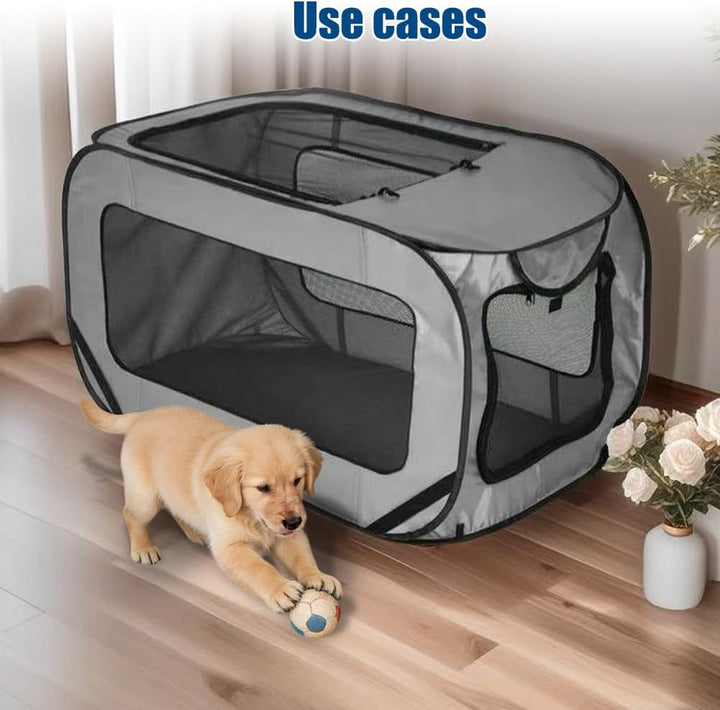 Hundetransportbox Faltbar Hundebox Auto, Transportbox Hund & Katze bis 29,5 kg, Oxford Stoff Hundebo