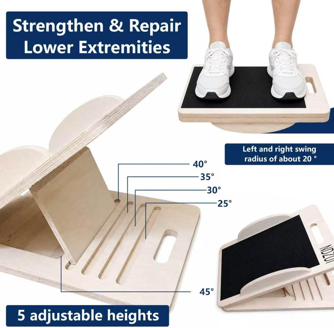 Balance Board - Wadendehner Schrägbrett aus Holz -Übungshilfe - Holz Balance Trainer für Core, Gleic