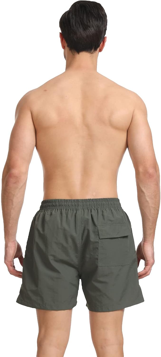 JustSun Badehose Herren Schnelltrocknend Boardshorts mit Mesh-Futter und Verstellbarem Tunnelzug L A
