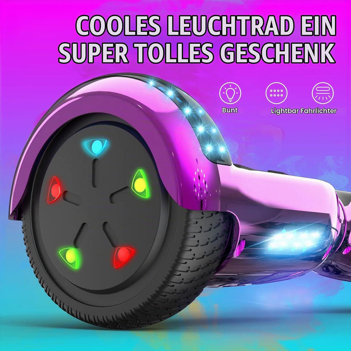 GeekMe Hoverboards 6.5”Zweimotoren 2-Rad-Hoverboards Hoverboards mit LED-Leuchten Bluetooth rose, ro