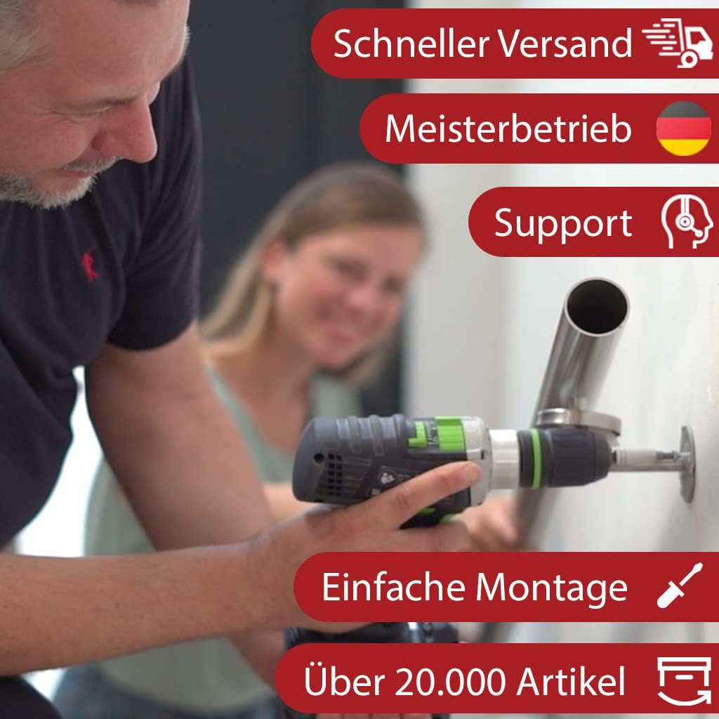 TIBU Handlauf Schwarz pulverbeschichtet V2A Edelstahl Geländer innen aussen wetterfest beständig 320