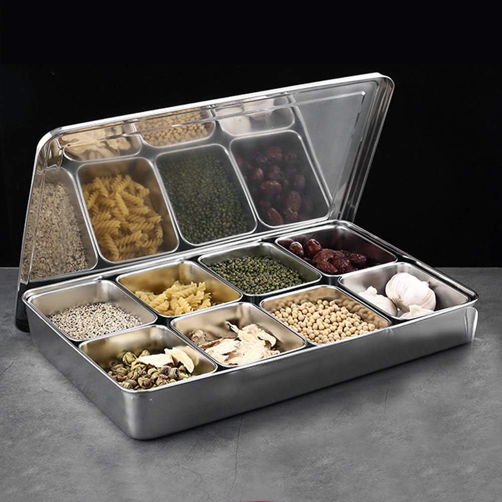 Fdit 8 Raster Aluminium-Legierung Gewürzbox, Gewürzbehälter Gewürzglas Küchenutensilien für Gewürze,