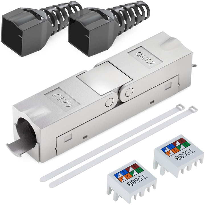 HB-DIGITAL 5x Cat7 LSA Netzwerkkabel Verbinder werkzeugloser mit Knickschutzhülle STP feldkonfektion