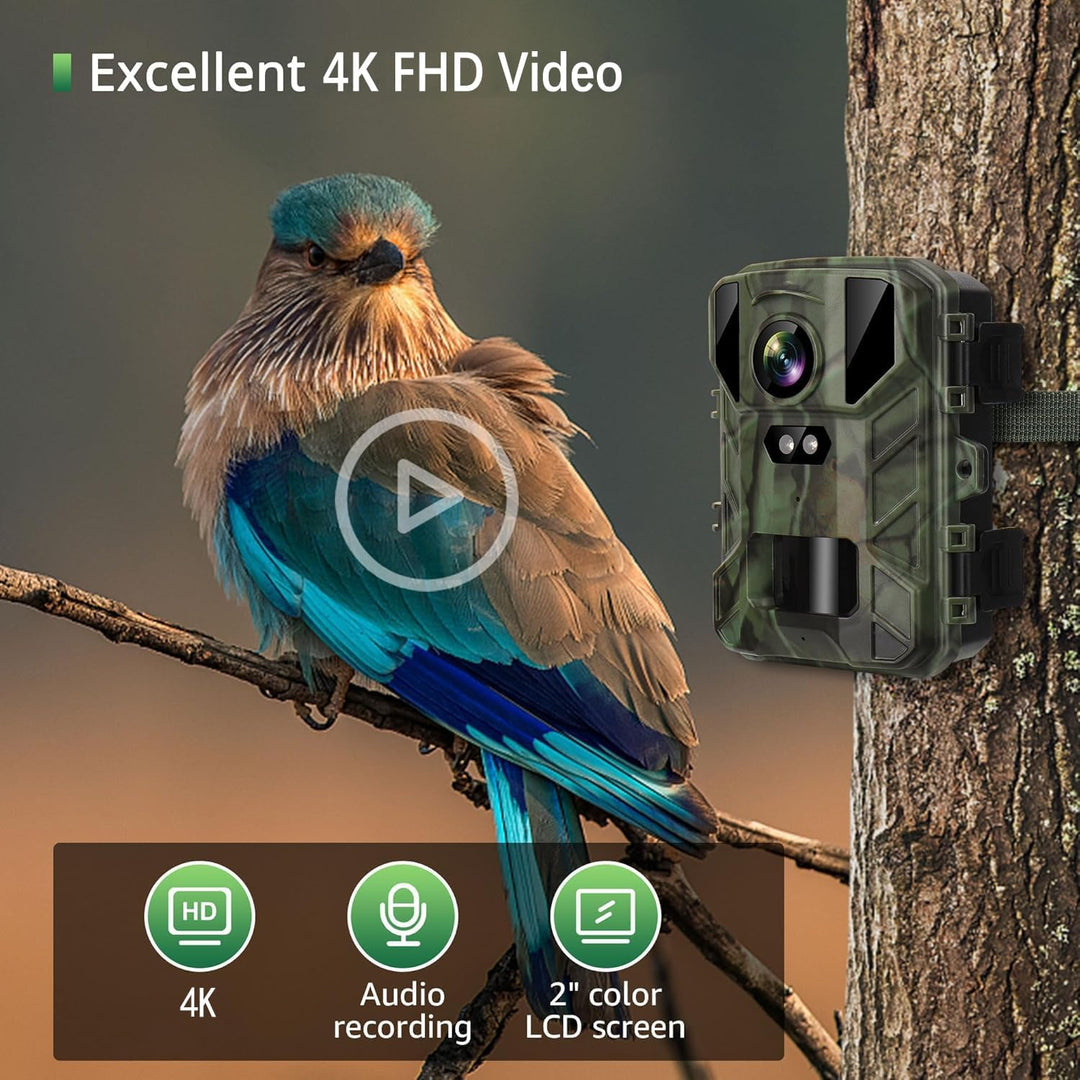 Mini Wildkamera 4K 50MP, Wildtierkamera mit Nachtsicht Bewegungsmelder 850 IR LEDs, 0,2s Schnelle Tr