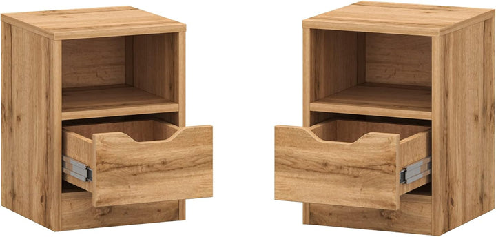 Target Home Nachttisch stehend mit Schubladen und Ablagen Nachtschrank 31x43 cm (Eiche Wotan, 1 Schu