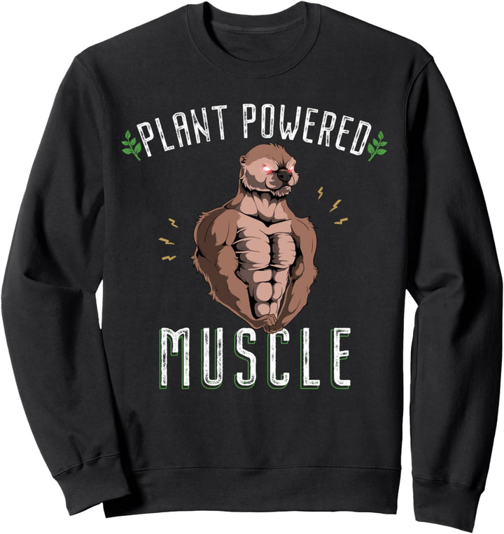 Pflanzenbetriebene Muskeln Otter Powerlifter Workout Vegan Sweatshirt