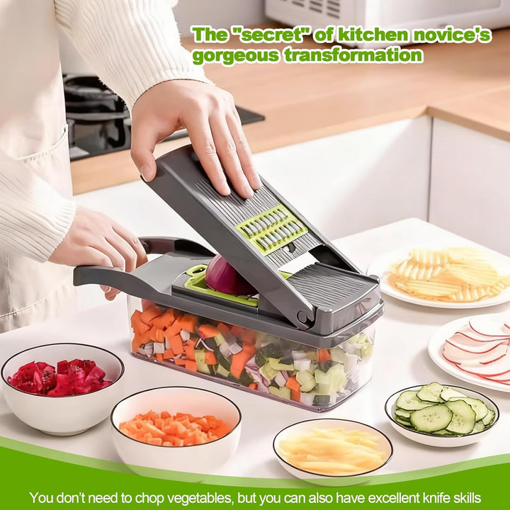 16-in-1 Gemüseschneider, Mandoline Gemüsehobel gemüseschneider Gemüseschneider für Würfel, Stifte, S