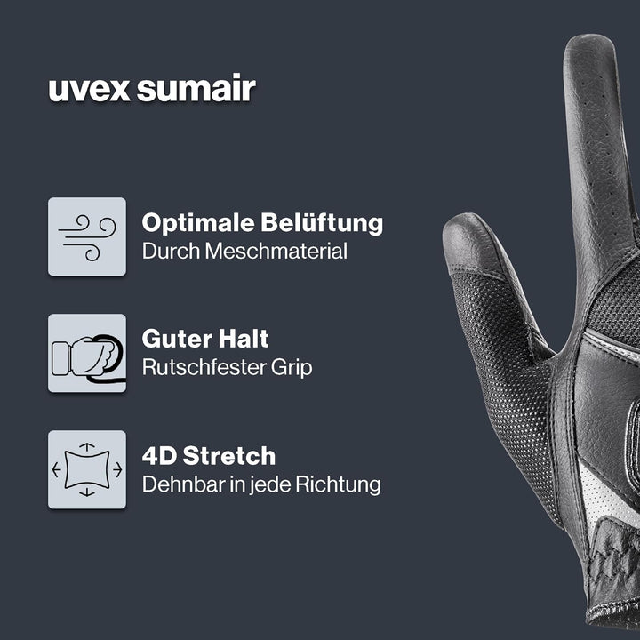 uvex Unisex – Erwachsene Sumair Reithandschuhe 7 black-silver, 7 black-silver