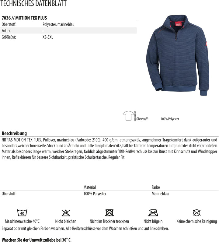 Nitras Pullover Motion TEX Plus (Farbe: Marine; Grösse: M)