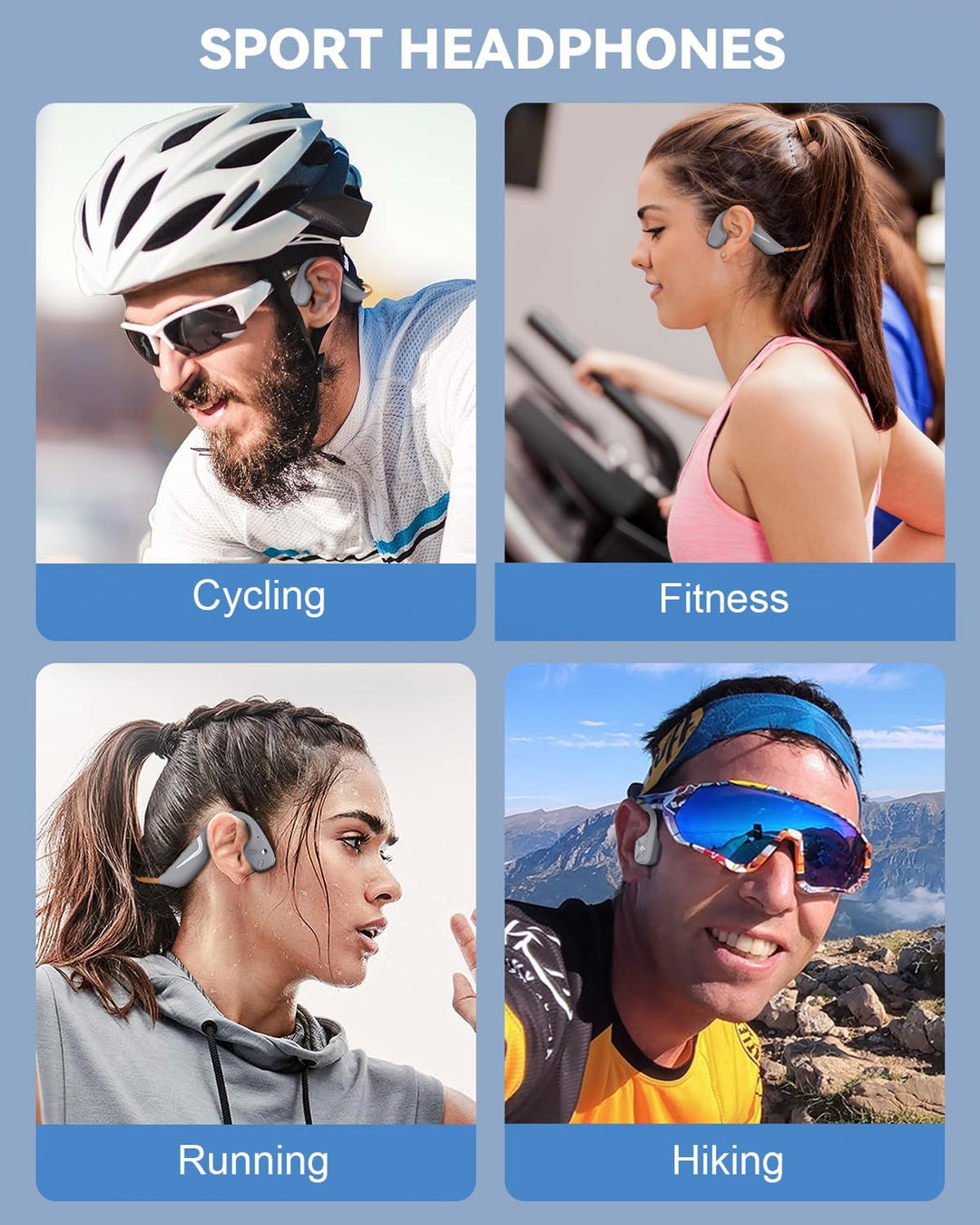 MONODEAL Knochenschall Kopfhörer Bluetooth 5.3, Bone Conduction Headphones mit 20H Spielzeit, Open E