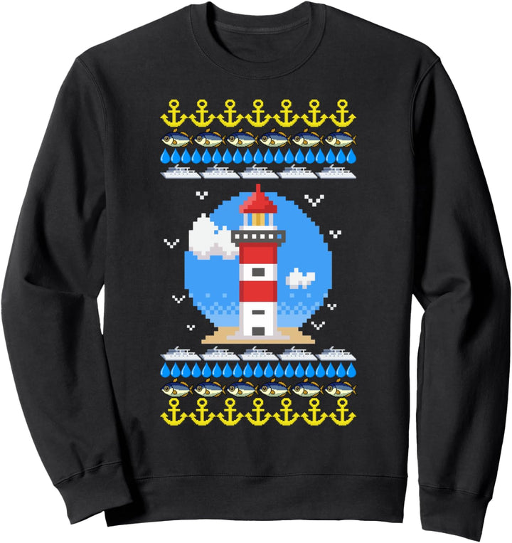 Leuchtturm Ugly Christmas Weihnachtsfeier Motiv Sweatshirt