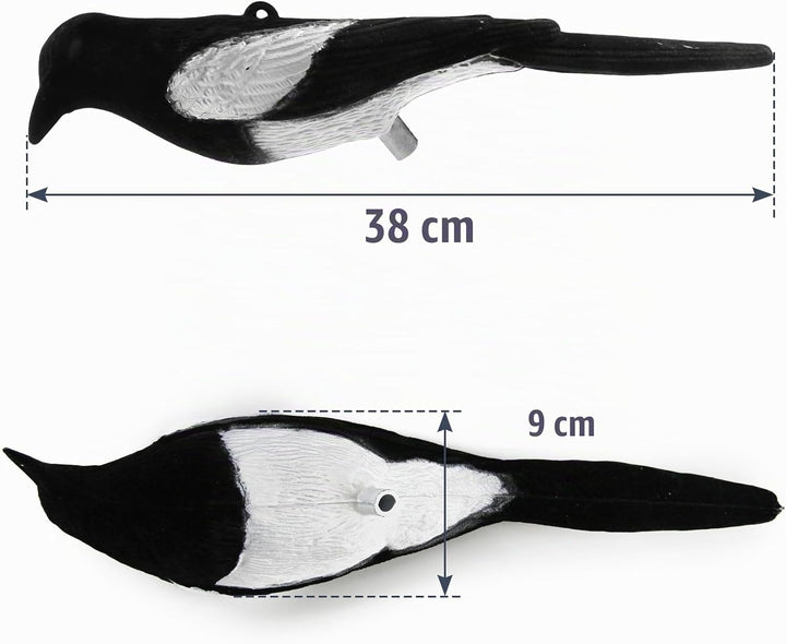 VicBre 2 Stück Künstliche Elster Lockvögel beflockte Köder Magpie Decoy | Künstliche realistische el