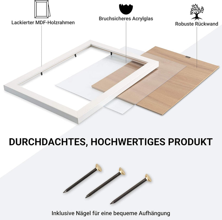 CABBEL Doppelpack (2er Set) Bilderrahmen 30x40 cm, Weiss, stabiles MDF-Holz Rahmen, bruchsicherem Pl