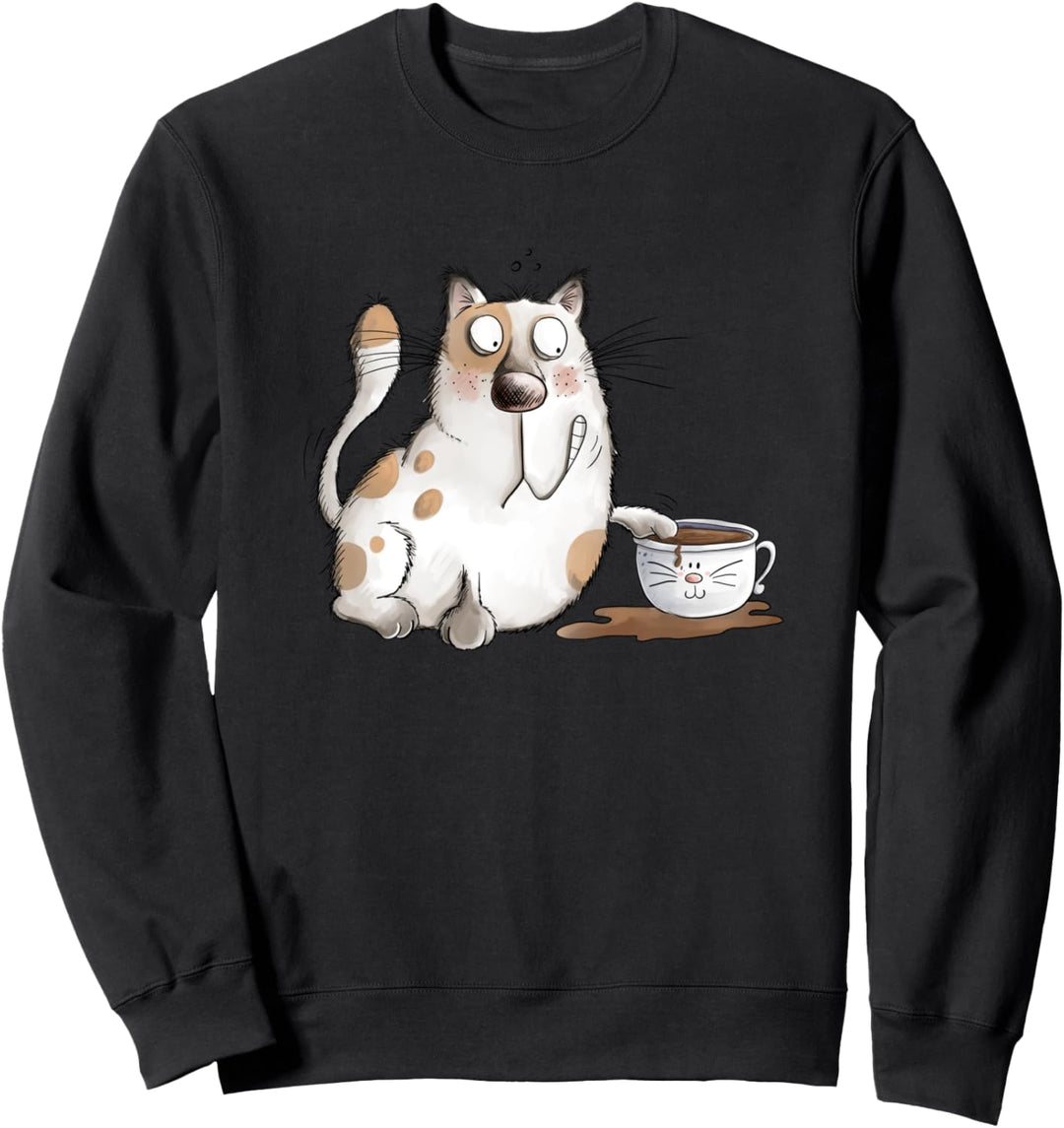Freche Katze mit Kaffee für Katzenfreunde I Statement Sweatshirt