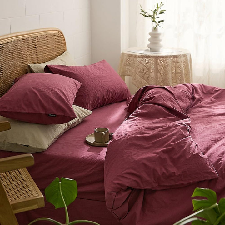 Sedefen Bettwäsche 135x200cm Baumwolle Renforce Altrosa Rosa Uni Unifarben Baumwollbettwäsche Set,Be