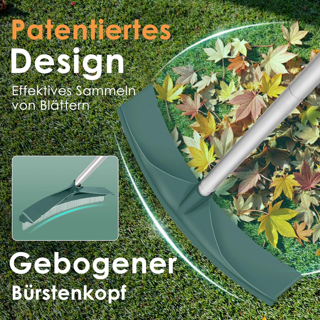 ORIENTOOLS Kunstrasenbürste, gebogener Rasenrechen, Kunstrasenständer mit verstellbarem Stahlgriff,