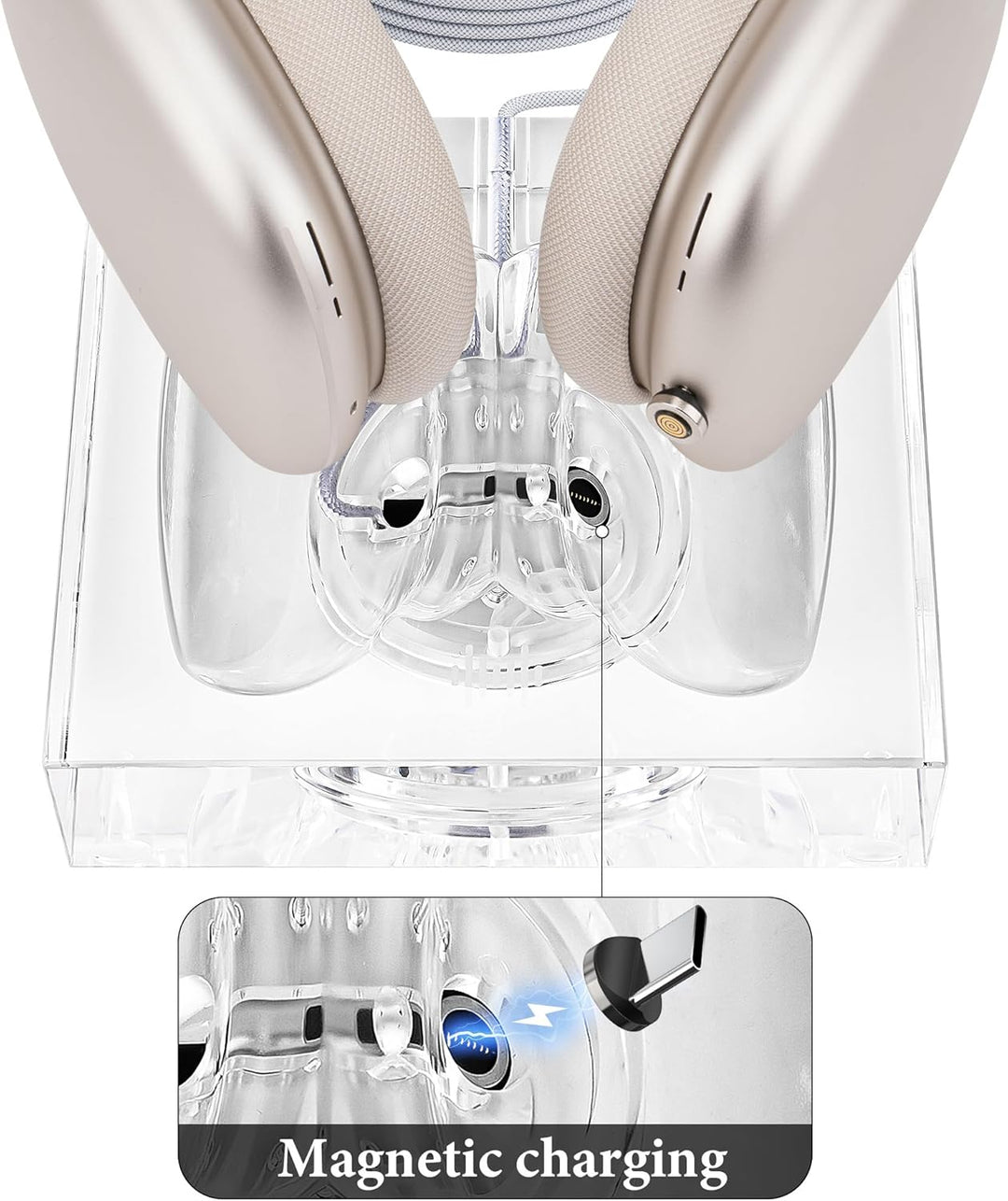 GEEKRIA Ladeständer für AirPods Max (USB-C) Kopfhörer, Lade-Dock aus Acryl, Basis mit Energiesparmod
